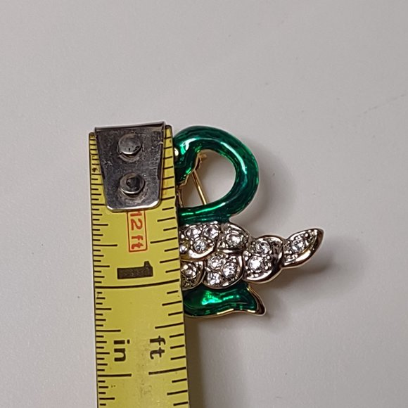 Little Green With Red Eyes Swan Brooch - Picture 9 of 10